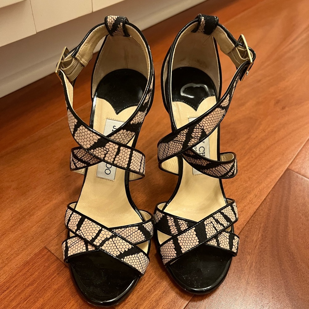 Jimmy Choo black and beige strapy heel size 36